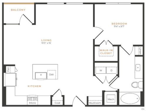 Alexan Memorial One Bedroom Floor Plan A13