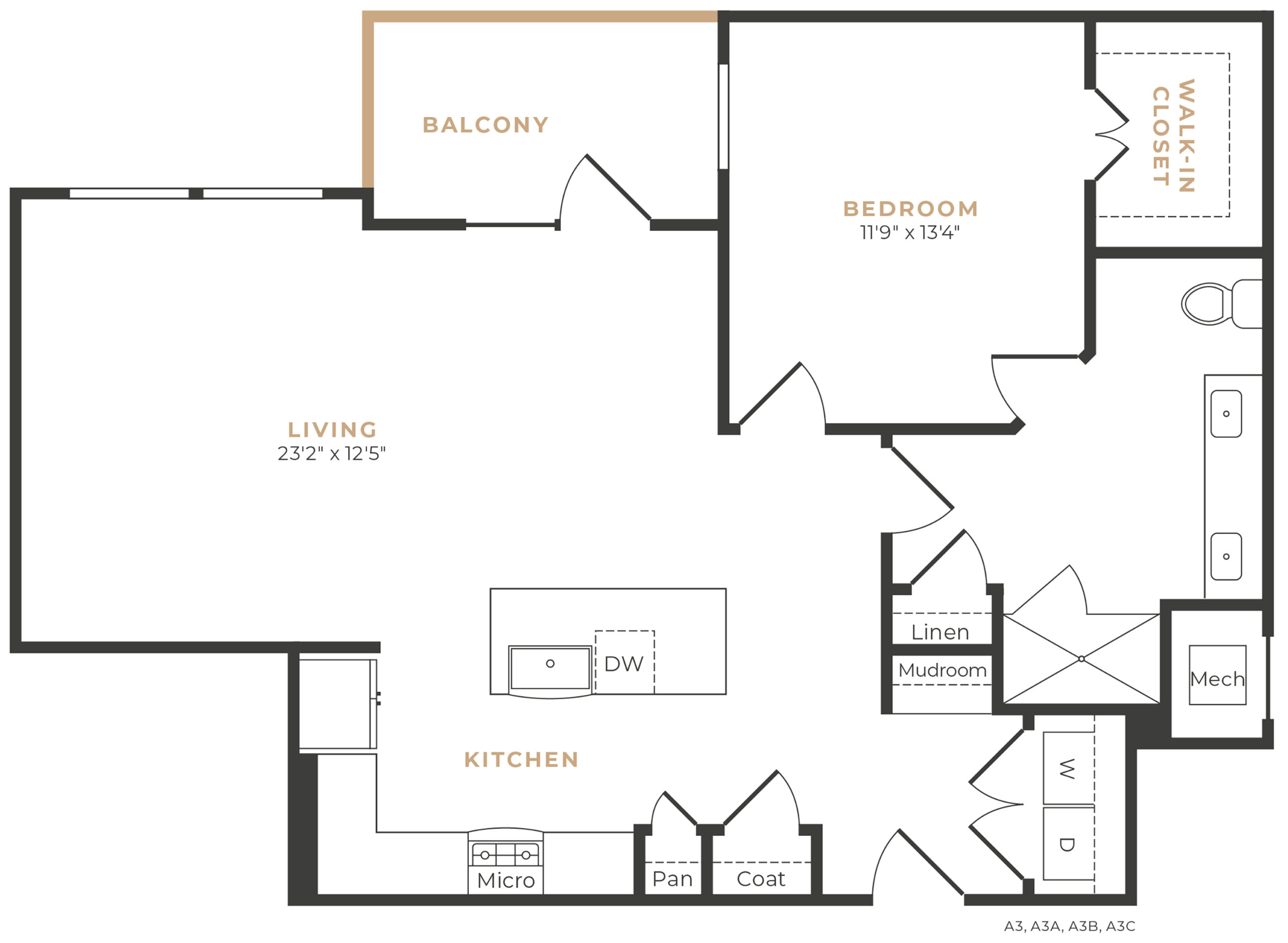 Alexan Memorial One Bedroom Floor Plan A15
