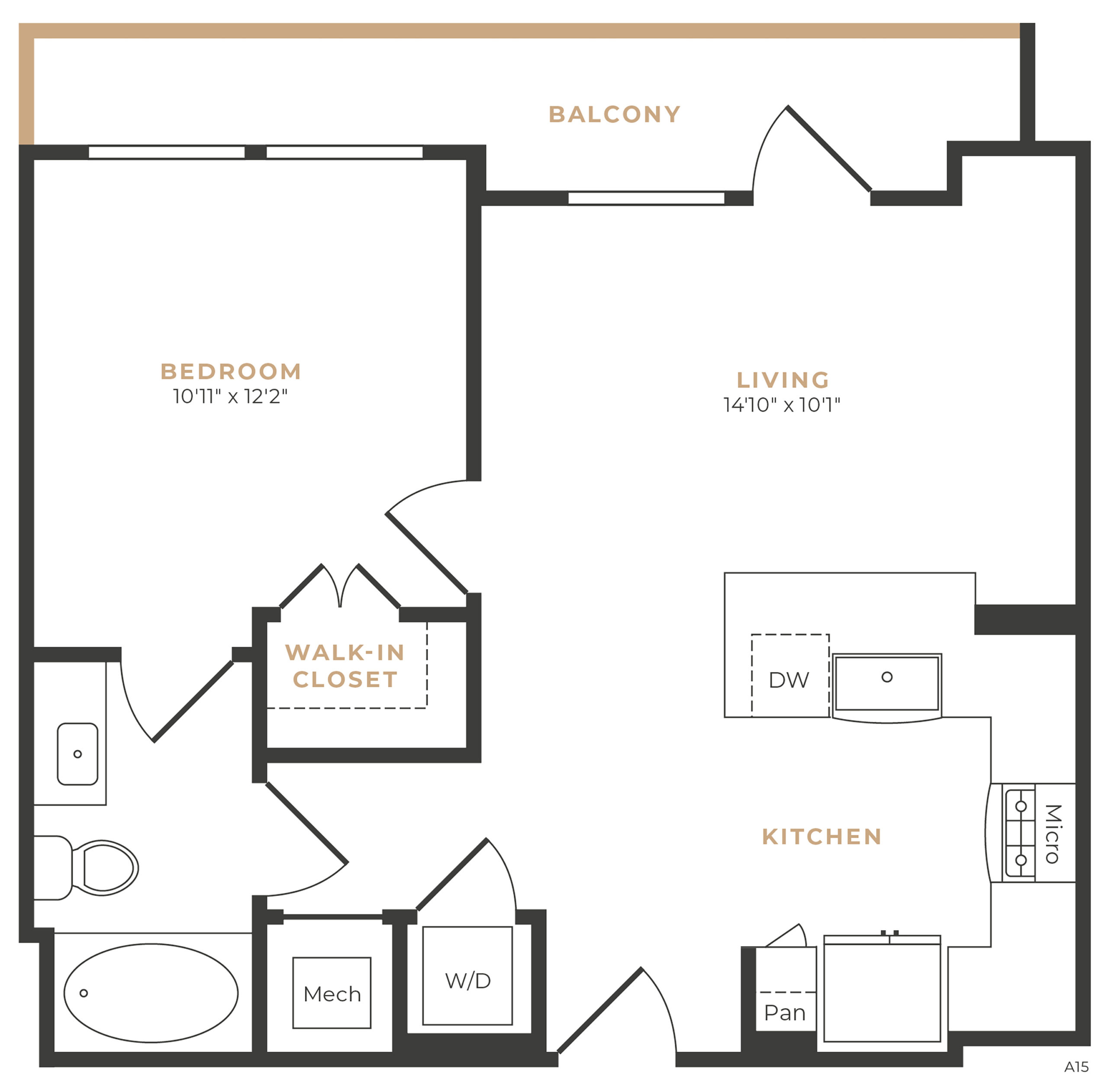 Alexan Memorial One Bedroom Floor Plan A2