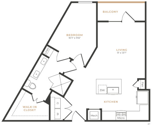 Alexan Memorial One Bedroom Floor Plan A7