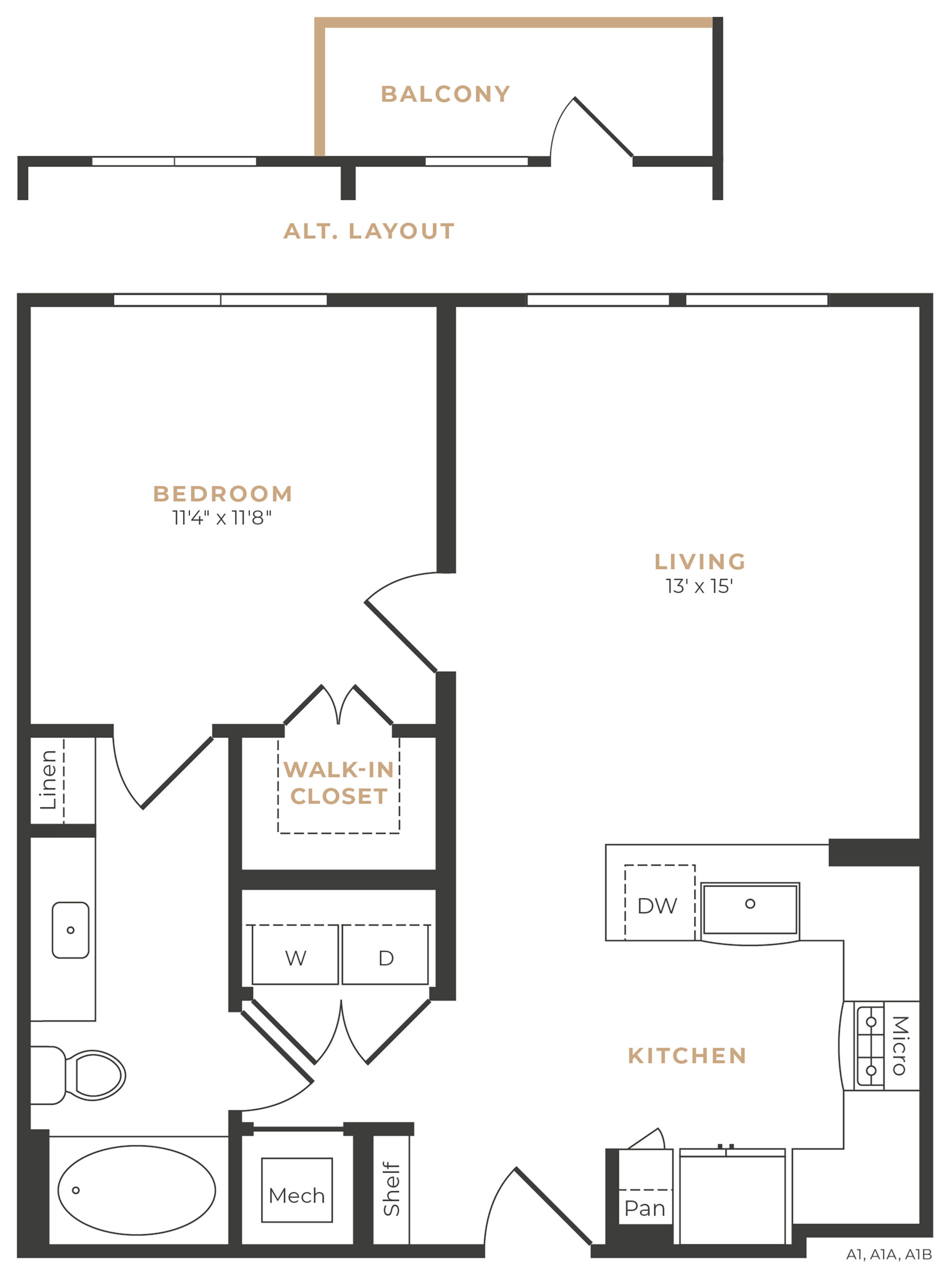 Alexan Memorial One Bedroom Floor Plan A8
