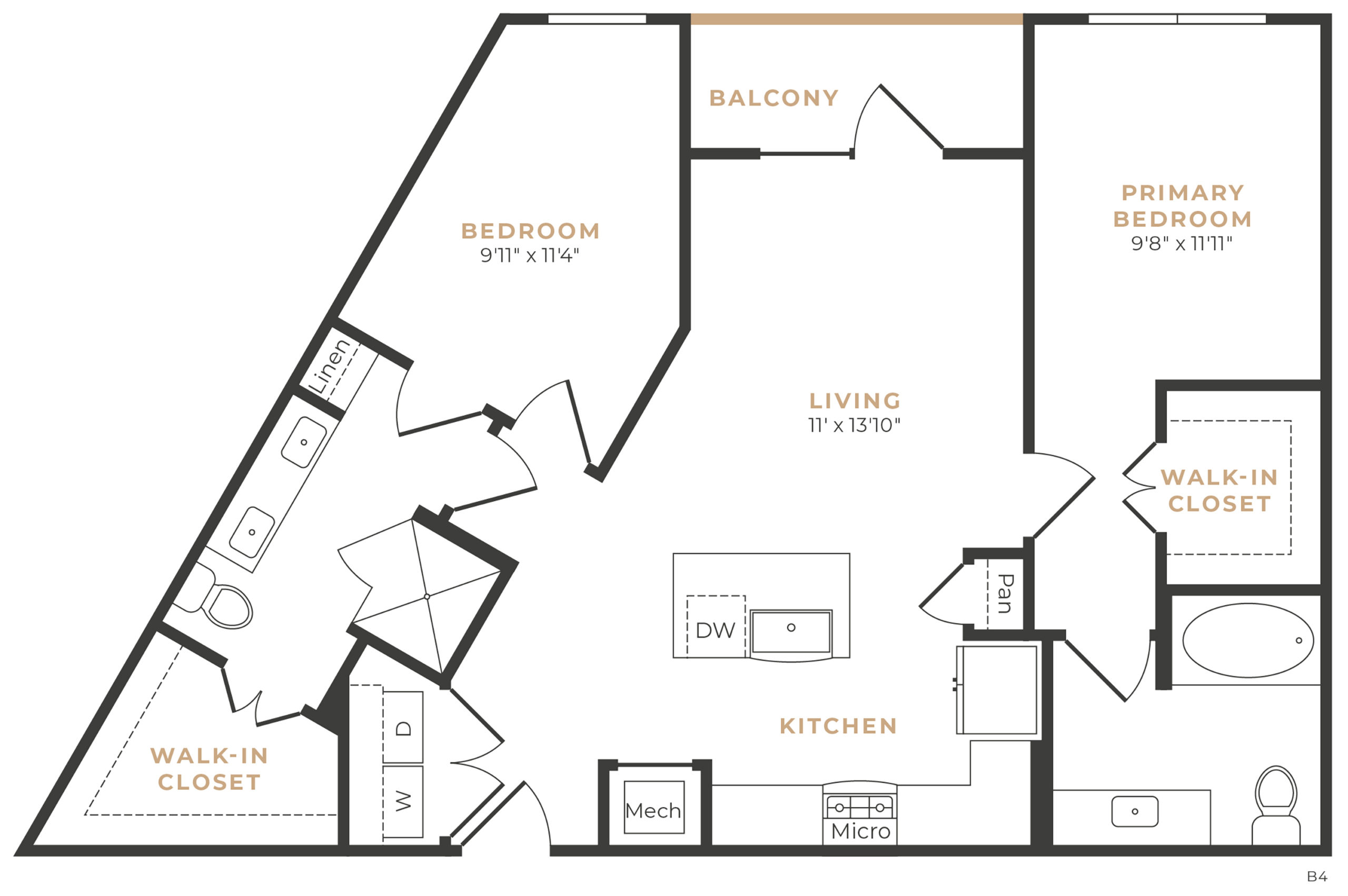 Alexan Memorial Two Bedroom Floor Plan B1