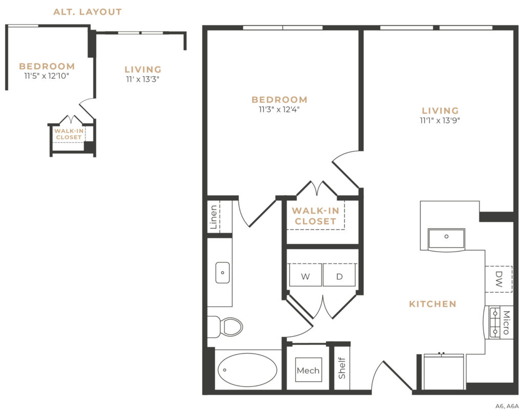 A5 One-Bed/One-Bath Luxury Floor Plan - Personal Comfort in a One-Bedroom